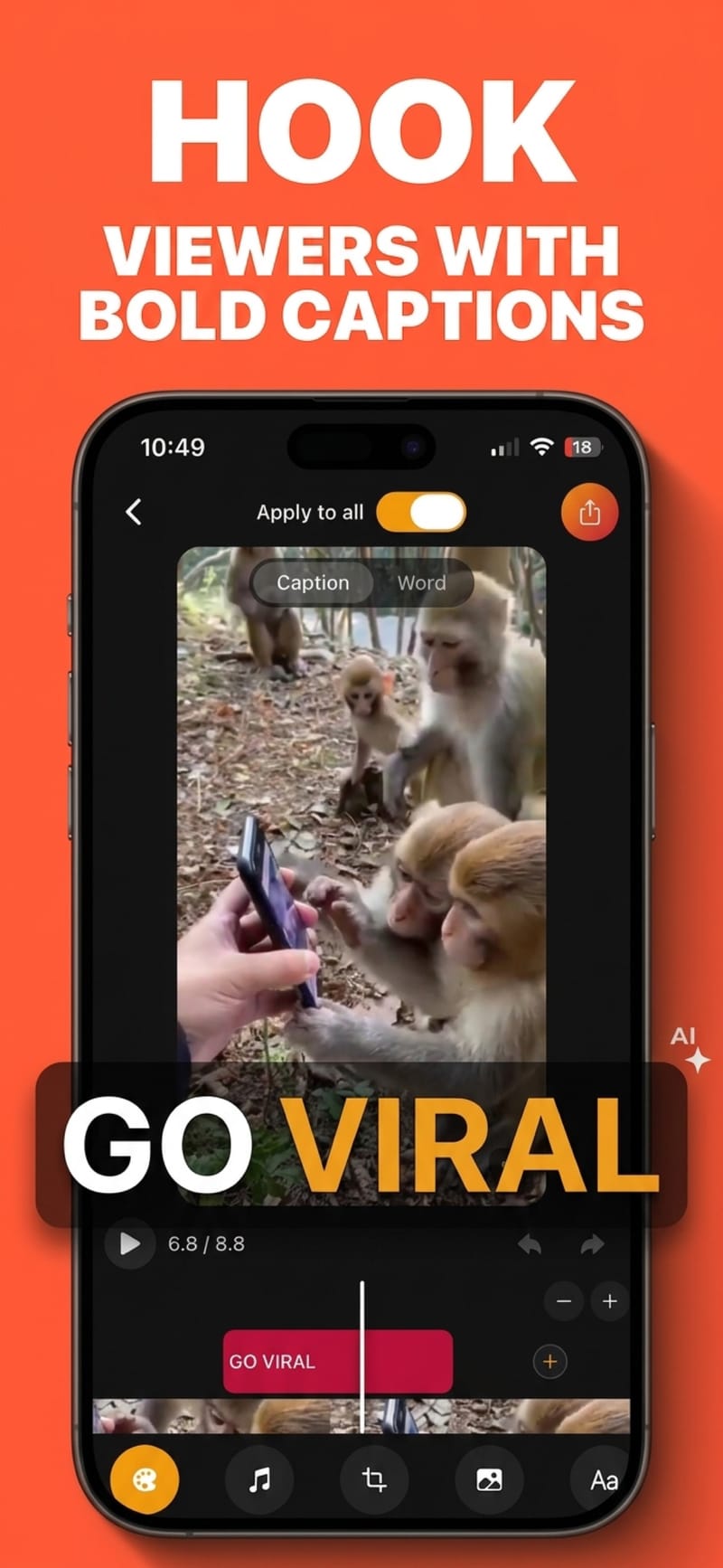 Caption style presets shown side by side in the Viten editor
